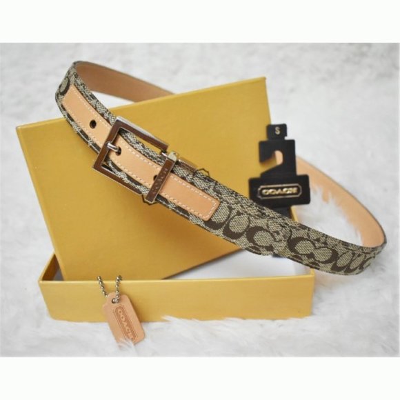 Coach Accessories - NWT Coach Leatherware belt brown tan silver buckle size S